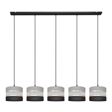 Lampadario a sospensione con filo HELEN 5xE27/15W/230V nero/grigio/oro