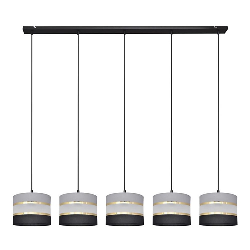 Lampadario a sospensione con filo HELEN 5xE27/15W/230V nero/grigio/oro