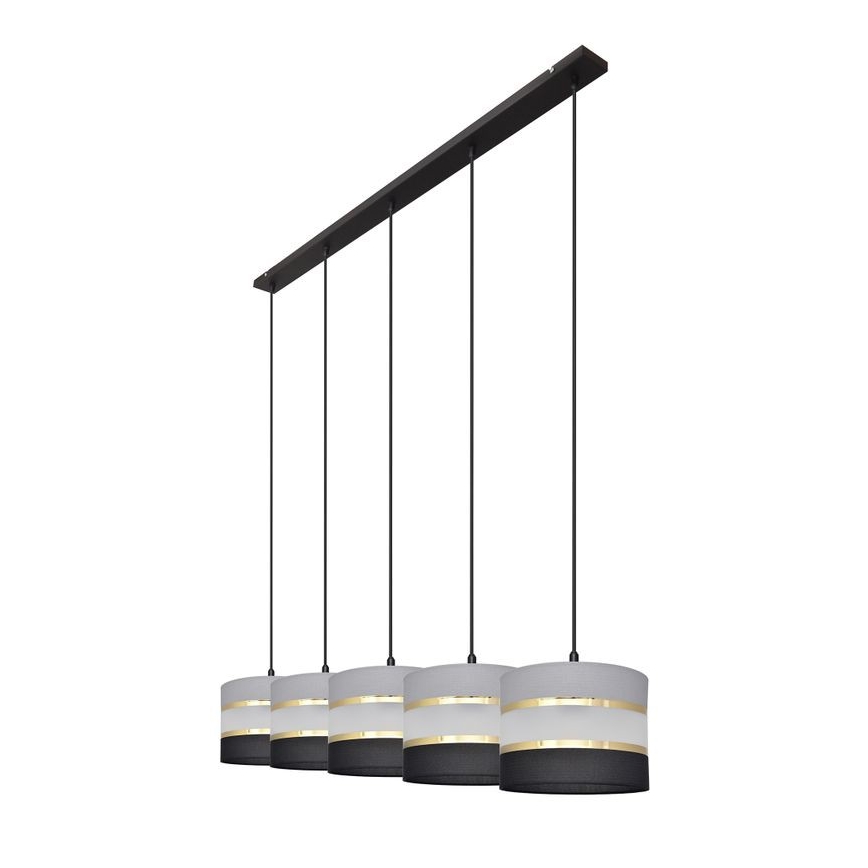 Lampadario a sospensione con filo HELEN 5xE27/15W/230V nero/grigio/oro