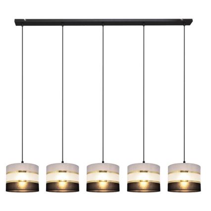 Lampadario a sospensione con filo HELEN 5xE27/15W/230V nero/grigio/oro
