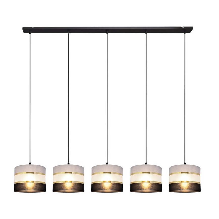 Lampadario a sospensione con filo HELEN 5xE27/15W/230V nero/grigio/oro