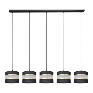 Lampadario a sospensione con filo HELEN 5xE27/15W/230V nero/oro