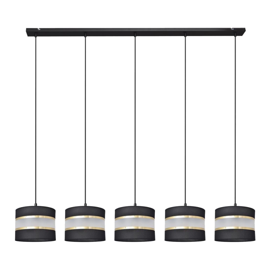 Lampadario a sospensione con filo HELEN 5xE27/15W/230V nero/oro