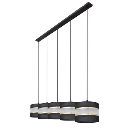 Lampadario a sospensione con filo HELEN 5xE27/15W/230V nero/oro