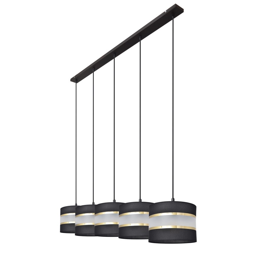 Lampadario a sospensione con filo HELEN 5xE27/15W/230V nero/oro