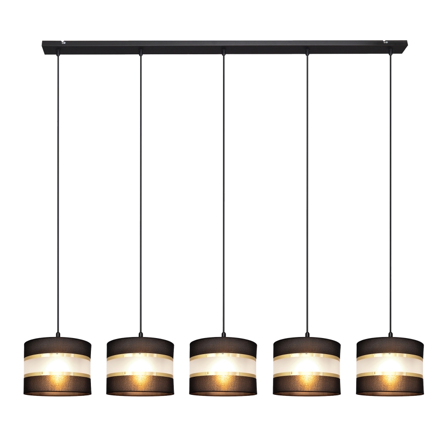 Lampadario a sospensione con filo HELEN 5xE27/15W/230V nero/oro