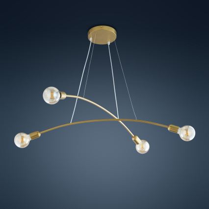 Lampadario a sospensione con filo HELIX 4xE27/60W/230V oro