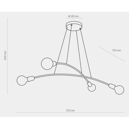 Lampadario a sospensione con filo HELIX 4xE27/60W/230V oro