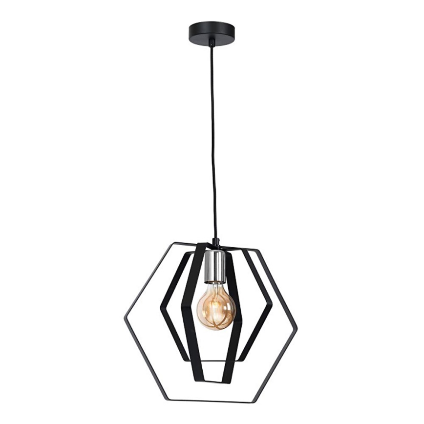 Lampadario a sospensione con filo HEXAGON 1xE27/60W/230V nero/cromo lucido