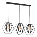 Lampadario a sospensione con filo HEXAGON 3xE27/60W/230V nero/cromo lucido