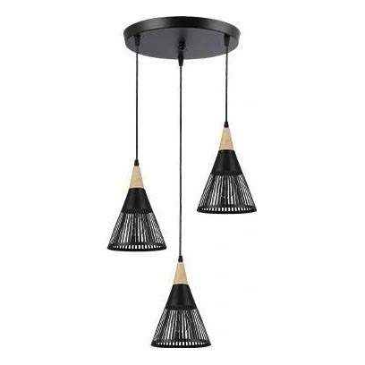 Lampadario a sospensione con filo HIRA 3xE27/60W/230V diametro 40 cm nero