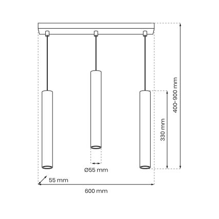 Lampadario a sospensione con filo HUDSON 3xGU10/8W/230V bianco