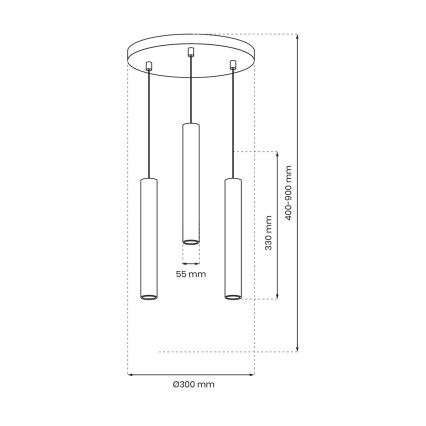 Lampadario a sospensione con filo HUDSON 3xGU10/8W/230V nero