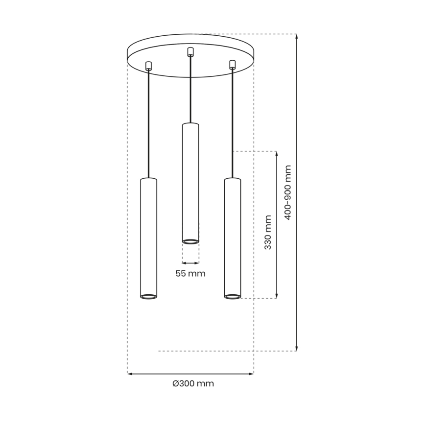 Lampadario a sospensione con filo HUDSON 3xGU10/8W/230V nero