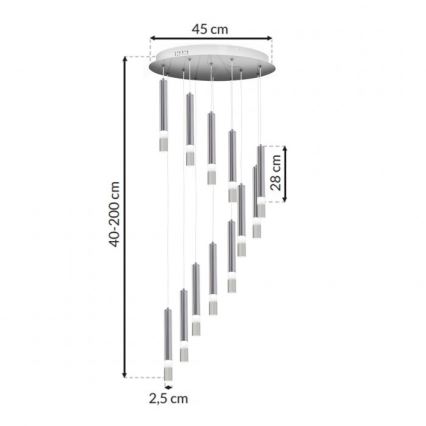 Lampadario a sospensione con filo ICE 12xLED/1W/230V