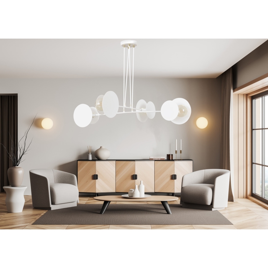 Lampadario a sospensione con filo IDEA 4xE27/15W/230V bianco