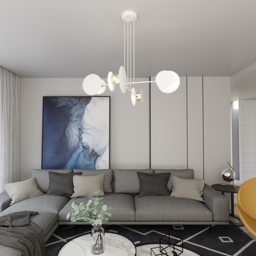 Lampadario a sospensione con filo IDEA 4xE27/15W/230V bianco