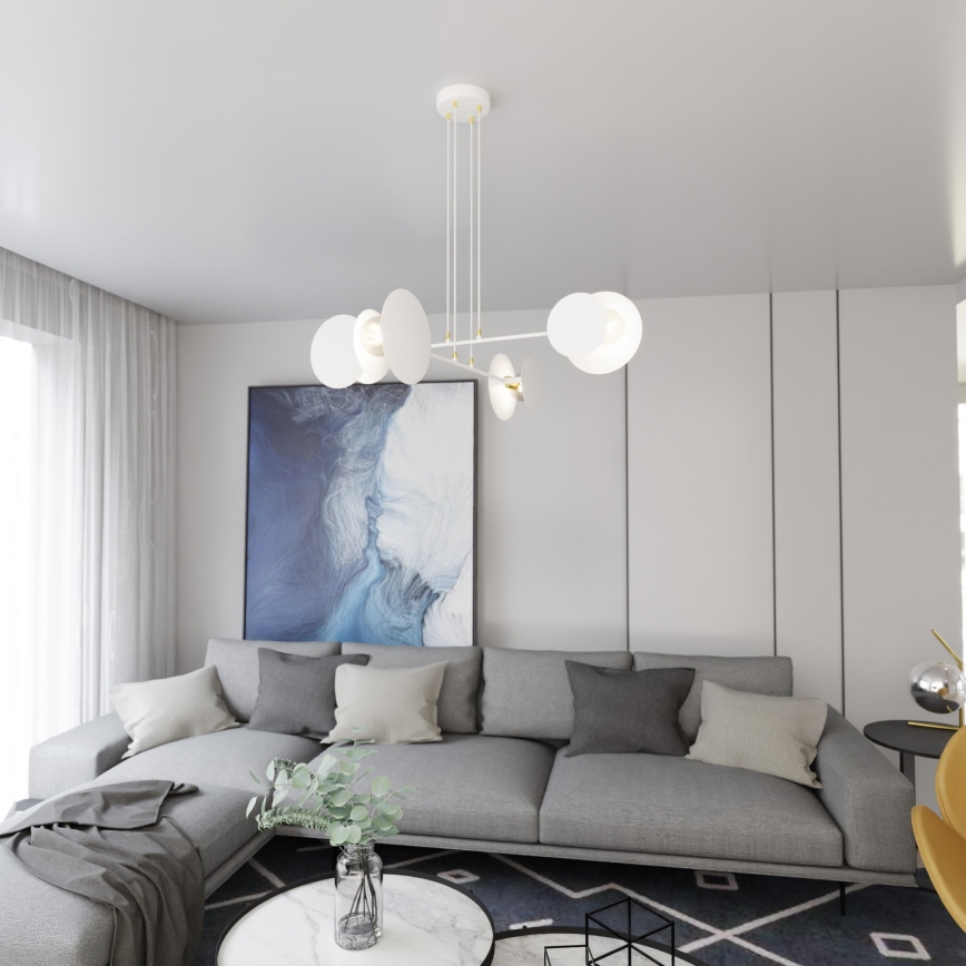 Lampadario a sospensione con filo IDEA 4xE27/15W/230V bianco