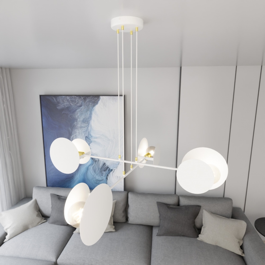 Lampadario a sospensione con filo IDEA 4xE27/15W/230V bianco