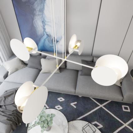 Lampadario a sospensione con filo IDEA 4xE27/15W/230V bianco