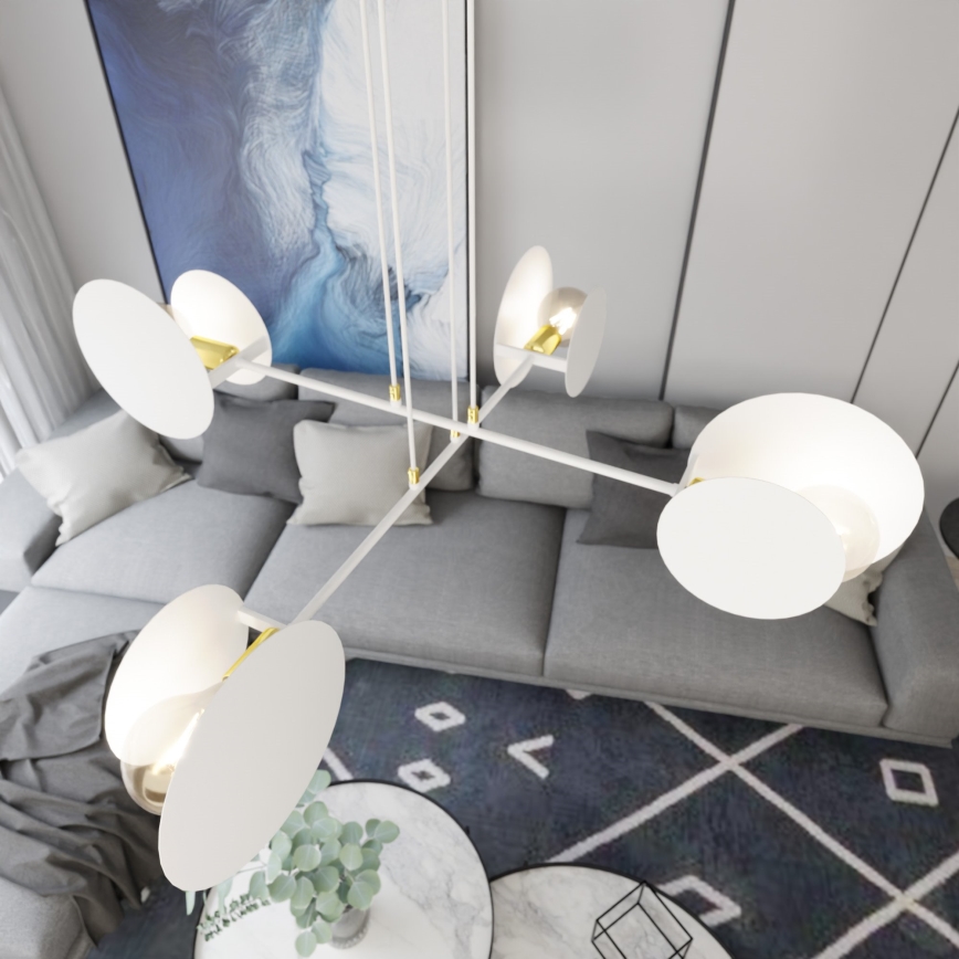 Lampadario a sospensione con filo IDEA 4xE27/15W/230V bianco