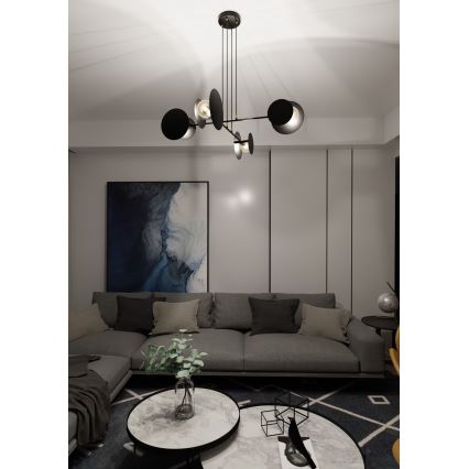 Lampadario a sospensione con filo IDEA 4xE27/15W/230V nero