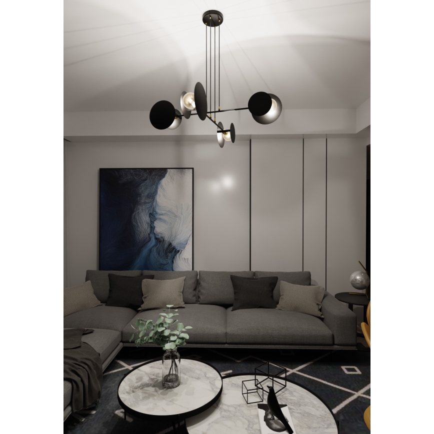 Lampadario a sospensione con filo IDEA 4xE27/15W/230V nero