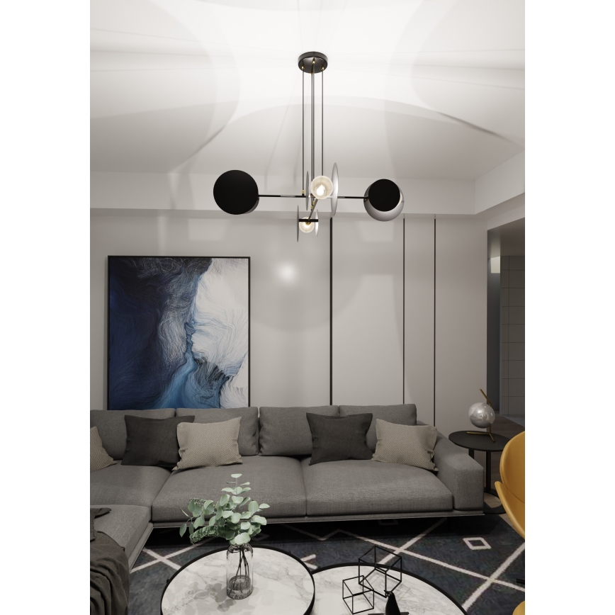 Lampadario a sospensione con filo IDEA 4xE27/15W/230V nero
