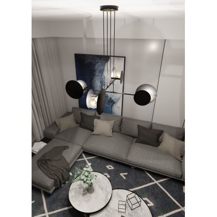 Lampadario a sospensione con filo IDEA 4xE27/15W/230V nero