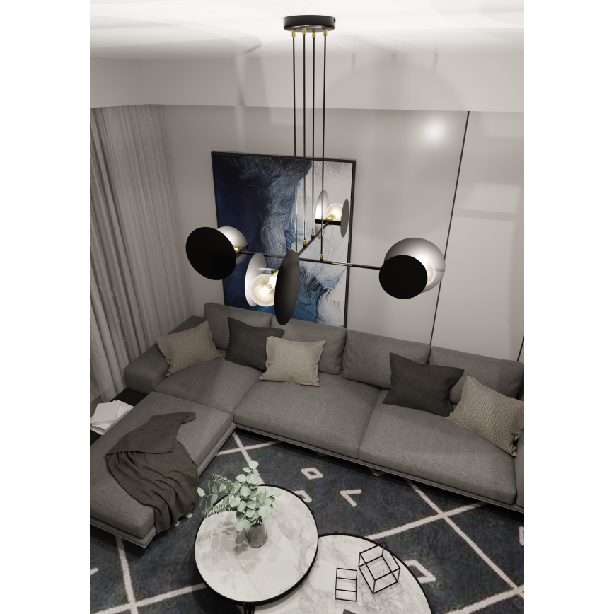 Lampadario a sospensione con filo IDEA 4xE27/15W/230V nero