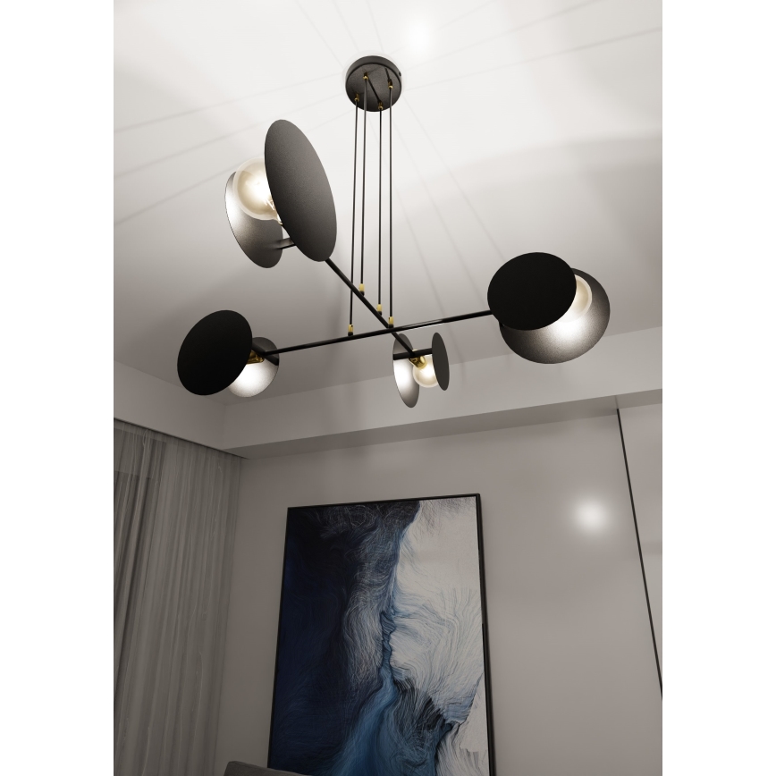 Lampadario a sospensione con filo IDEA 4xE27/15W/230V nero