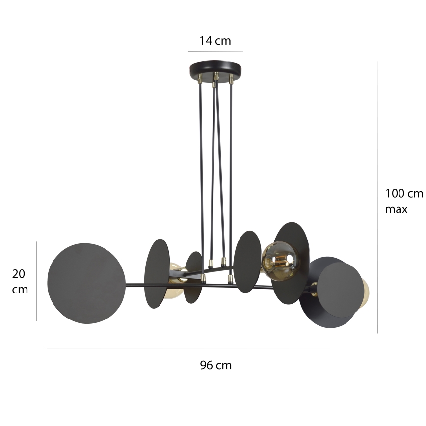 Lampadario a sospensione con filo IDEA 4xE27/15W/230V nero