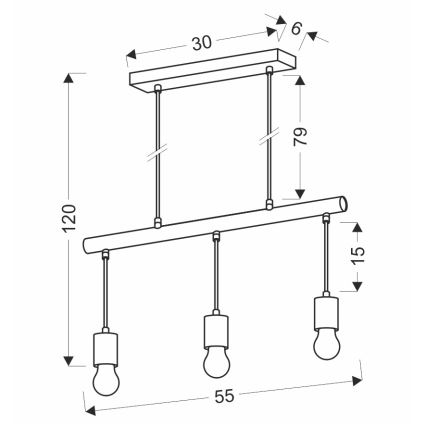 Lampadario a sospensione con filo IZZY 3xE27/60W/230V