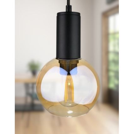 Lampadario a sospensione con filo JANTAR BLACK 2xE27/60W/230V