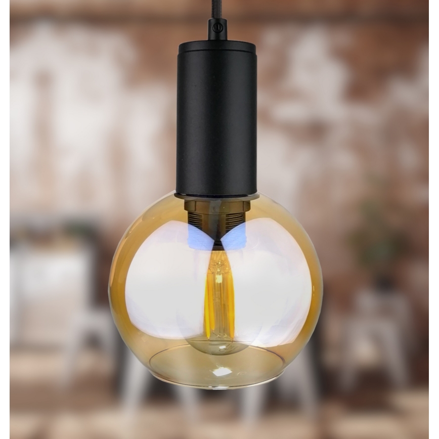 Lampadario a sospensione con filo JANTAR BLACK 3xE27/60W/230V diametro 30 cm