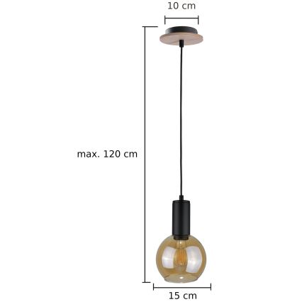 Lampadario a sospensione con filo JANTAR WOOD 1xE27/60W/230V