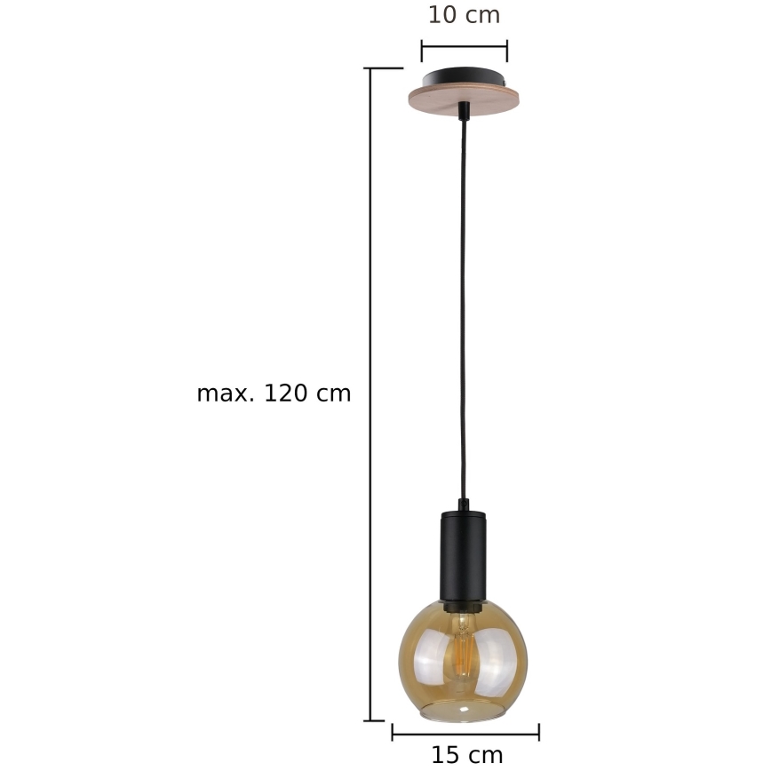 Lampadario a sospensione con filo JANTAR WOOD 1xE27/60W/230V