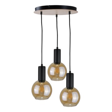 Lampadario a sospensione con filo JANTAR WOOD 3xE27/60W/230V diametro 30 cm