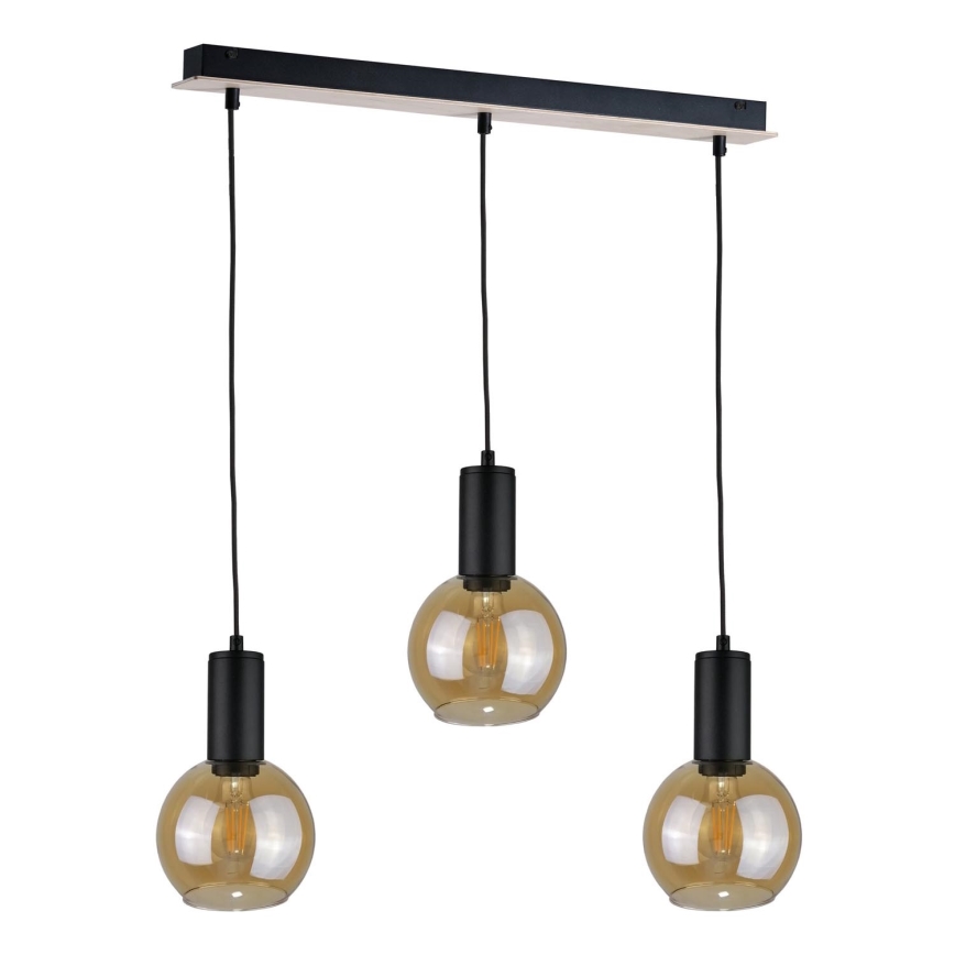 Lampadario a sospensione con filo JANTAR WOOD 3xE27/60W/230V