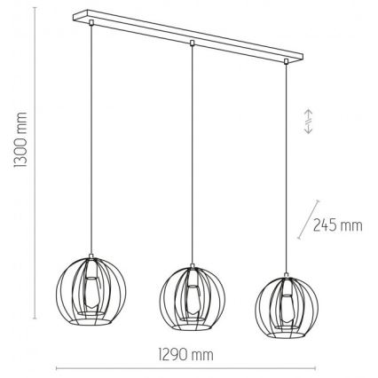 Lampadario a sospensione con filo JAULA 3xE27/60W/230V