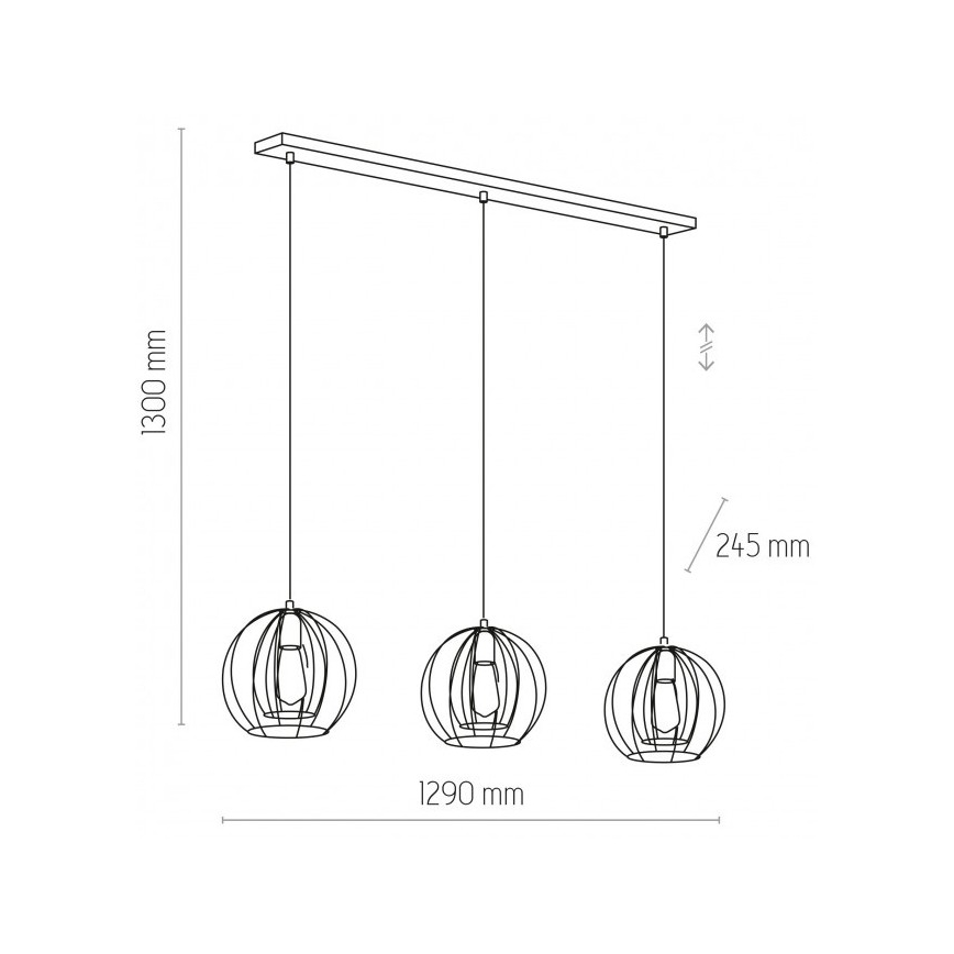 Lampadario a sospensione con filo JAULA 3xE27/60W/230V
