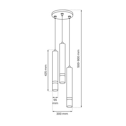 Lampadario a sospensione con filo JOKER 3xGU10/8W/230V bianco/oro