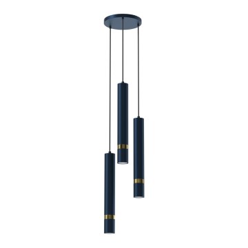 Lampadario a sospensione con filo JOKER 3xGU10/8W/230V blu/oro