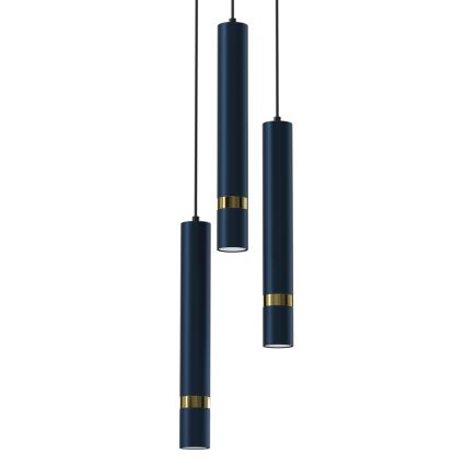 Lampadario a sospensione con filo JOKER 3xGU10/8W/230V blu/oro