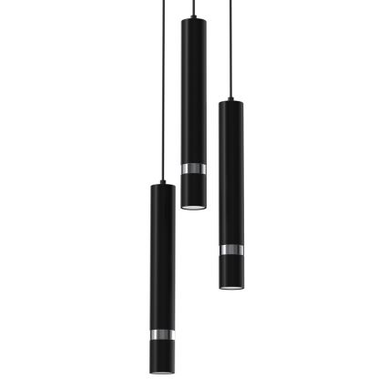 Lampadario a sospensione con filo JOKER 3xGU10/8W/230V nero/cromo lucido