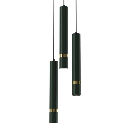 Lampadario a sospensione con filo JOKER 3xGU10/8W/230V verde/oro