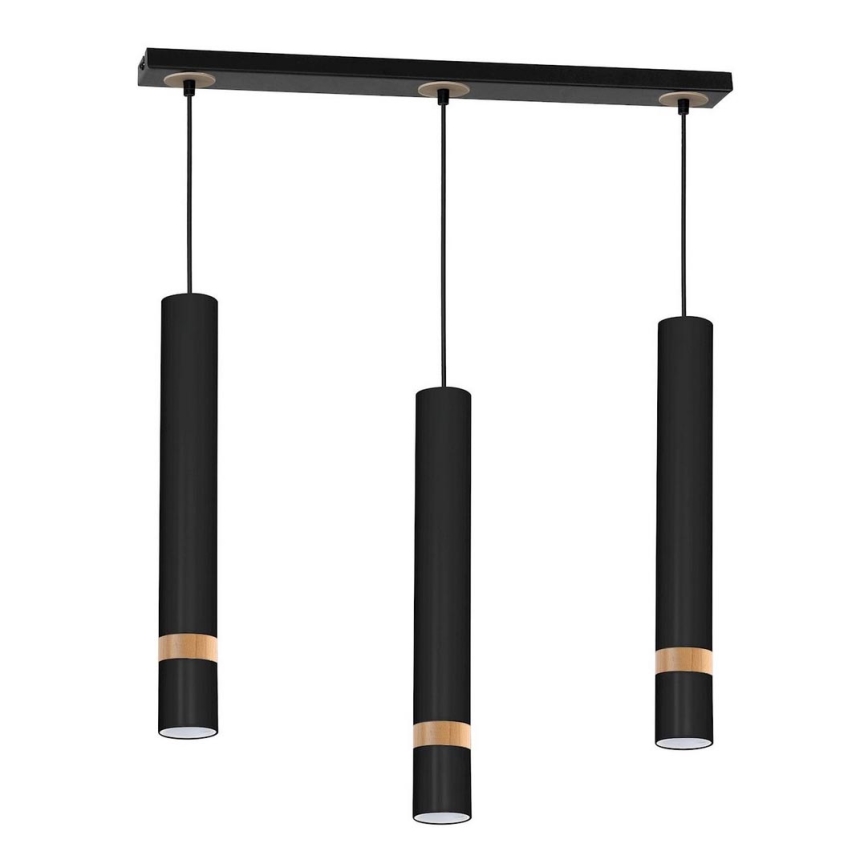 Lampadario a sospensione con filo JOKER BLACK WOOD 3xGU10/8W/230V