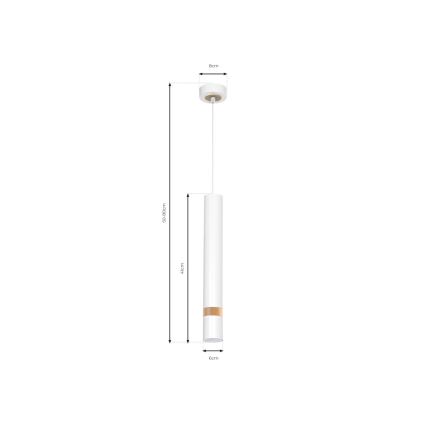 Lampadario a sospensione con filo JOKER WHITE WOOD 1xGU10/8W/230V