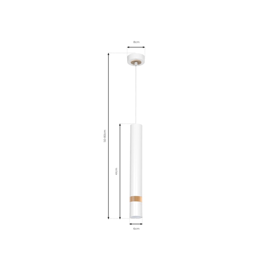 Lampadario a sospensione con filo JOKER WHITE WOOD 1xGU10/8W/230V