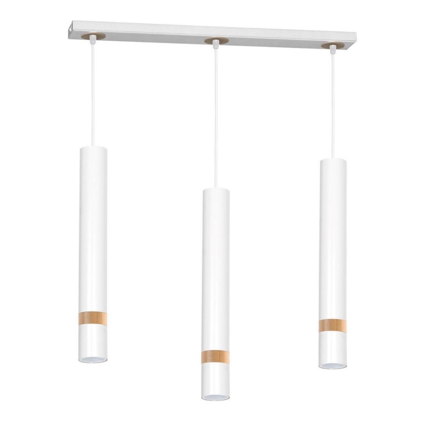 Lampadario a sospensione con filo JOKER WHITE WOOD 3xGU10/8W/230V